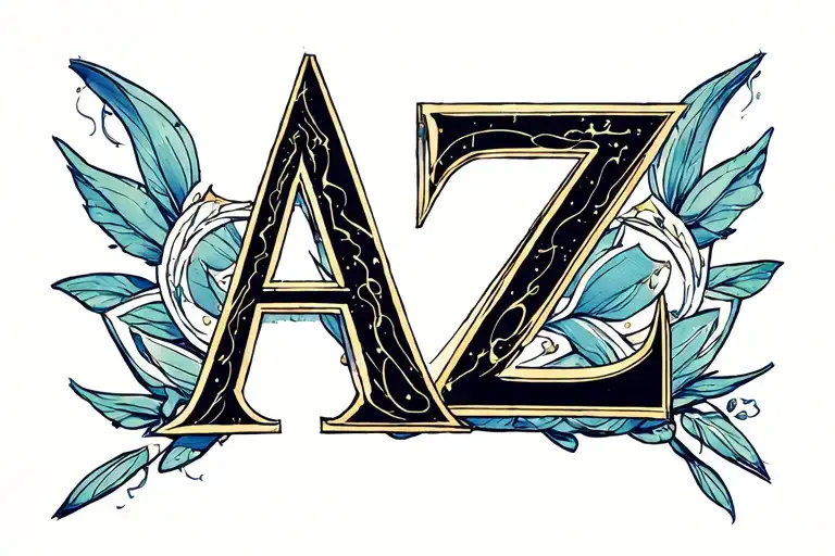 letter a vII and letter z tattoo design idea