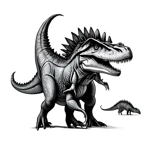 outline spinosaurus and carnataurus  tattoo design idea