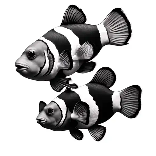 Clownfish family with family member names incorporated tattoo design idea