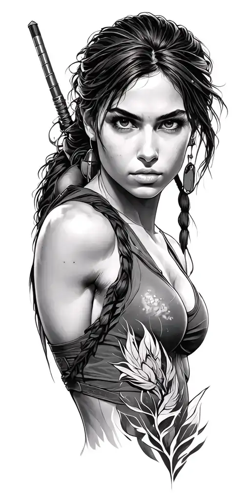 lara croft tomb raider inspired tattoo sleeve tattoo design idea