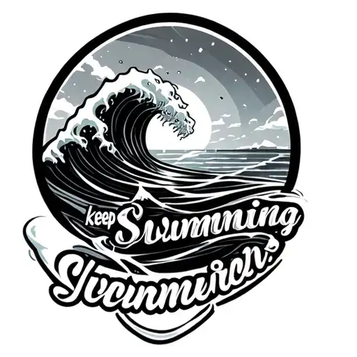 "Keep Swimming" wave tattoo tattoo design idea