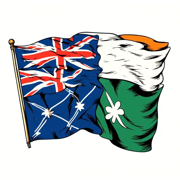 Australian flag, Scottish flag , Irish flag waving tattoo design idea