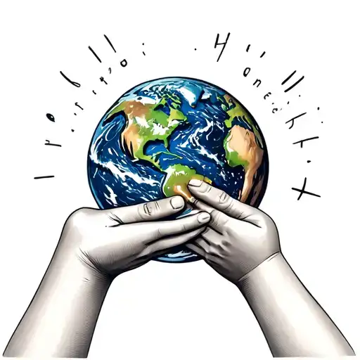 baby hand and mommy hand holding the earth tattoo design idea