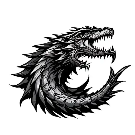 Tatto in the spine of Monster Hunter Logo tattoo design idea