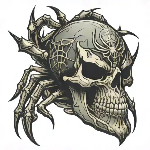 spider skull tattoo design idea