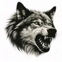 wolf snarling tattoo design idea