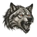 wolf snarling tattoo design idea