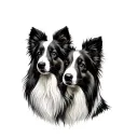 Two Shetland sheepdog looking center  tattoo design idea
