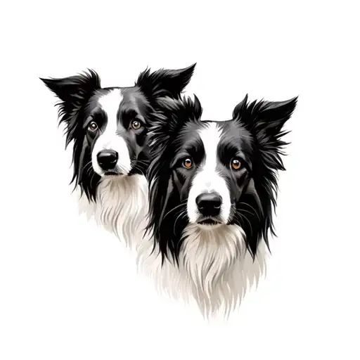 Two Shetland sheepdog looking center  tattoo design idea