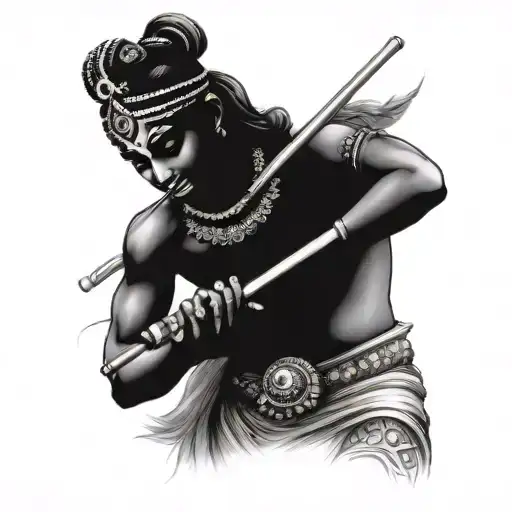 Krishna playing the flute tattoo design idea