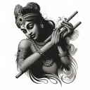 Krishna playing the flute tattoo design idea