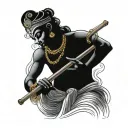 Krishna playing the flute tattoo design idea