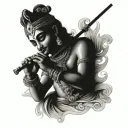 Krishna playing the flute tattoo design idea