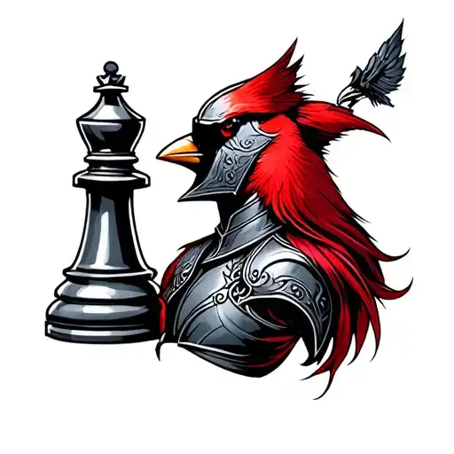black knight chess cardinal tattoo design idea