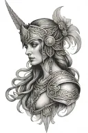 Athene warrior lady tattoo design idea