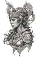 Athene warrior lady tattoo design idea