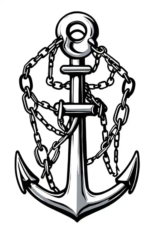 anchor with chains going up tattoo design idea