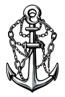 anchor with chains going up tattoo design idea