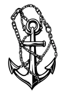 anchor with chains going up tattoo design idea