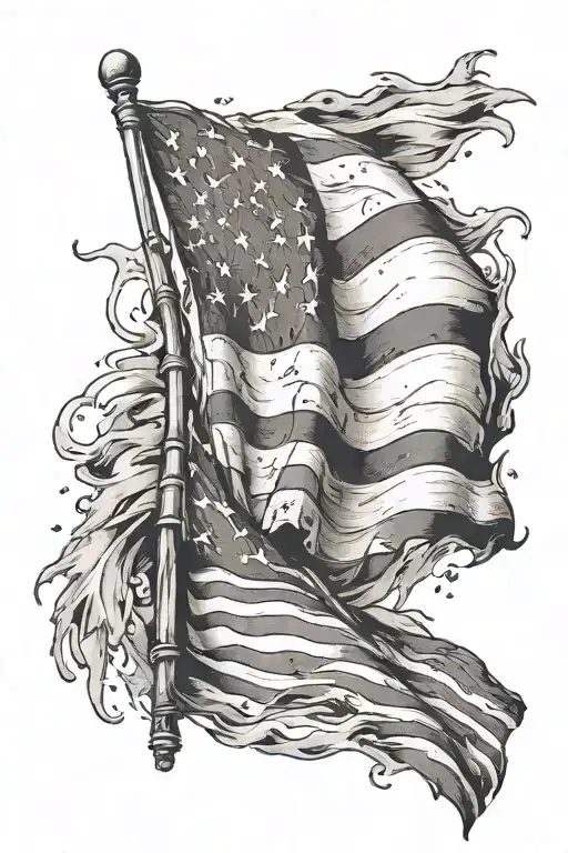 tattered American flag tattoo design idea