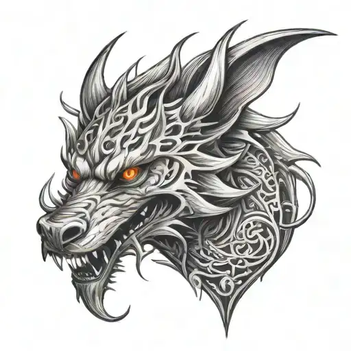 Dragon Wolf tattoo design idea