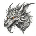 Dragon Wolf tattoo design idea