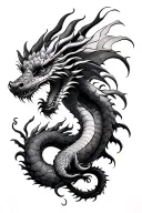 dragon with February, April & December birth flower tattoo design idea