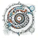 fibonacci spiral science sacred geometry  tattoo design idea