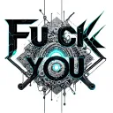 "Fuck you" Biomechanics, metal parts, gears, pipes, wires, torn skin effect,  realism, black and gray color scheme.  tattoo design idea