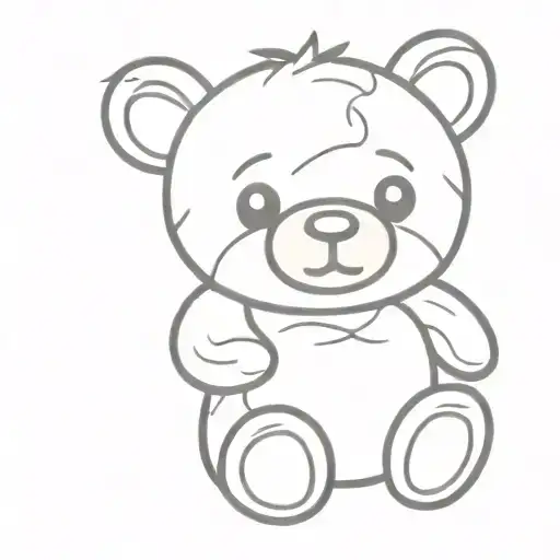 tiny teddy bear with crinkled eyes sitting  tattoo design idea