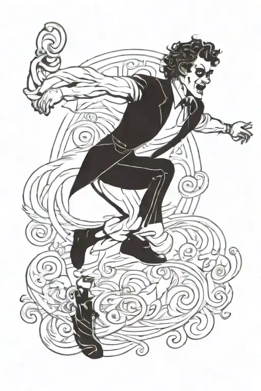 Ancient Greek joker athlete dancing  tattoo design idea