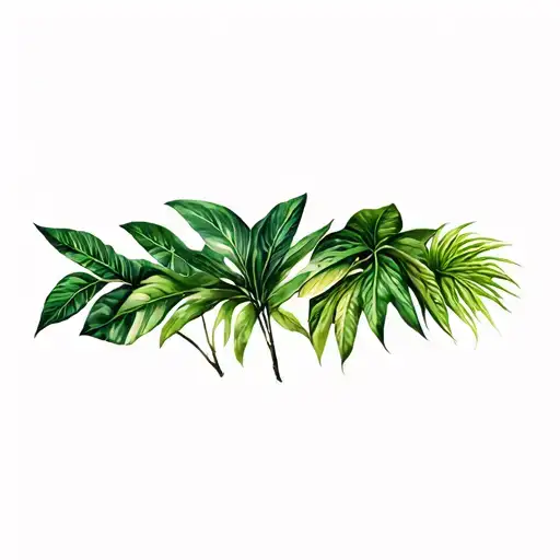 rainforest plants in a row tattoo design idea