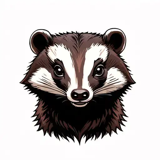 European Badger front view tattoo design idea