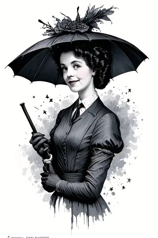 mary poppins mash tattoo design idea