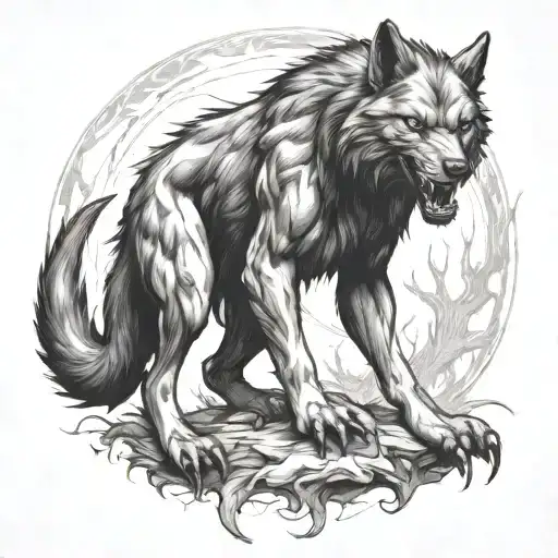 feral werewolf tattoo design idea