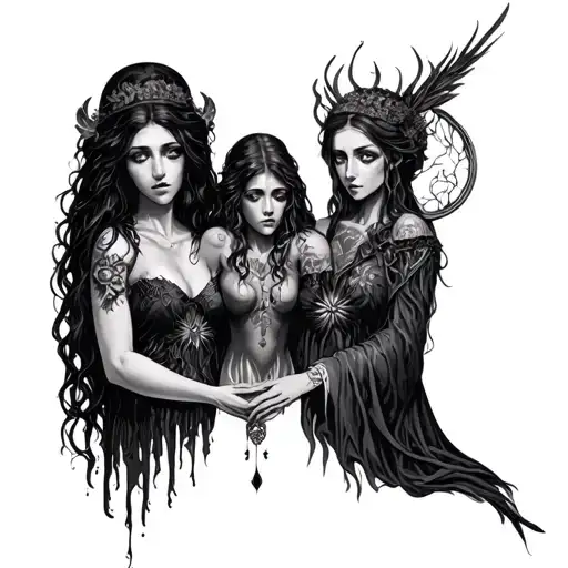 maiden mother crone  tattoo design idea