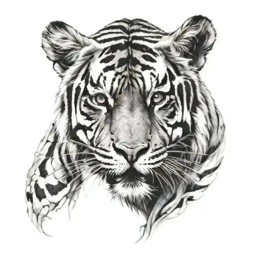 taurus X tiger face tattoo design idea