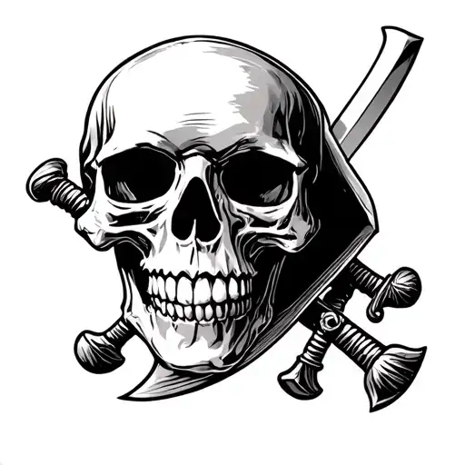 pirate skull with swords crossed tattoo design idea