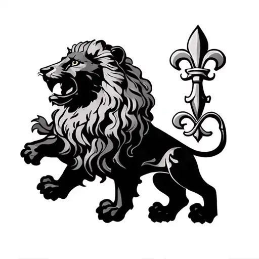Notre Dame Rose Window and Lion and Fleur De Lys tattoo design idea