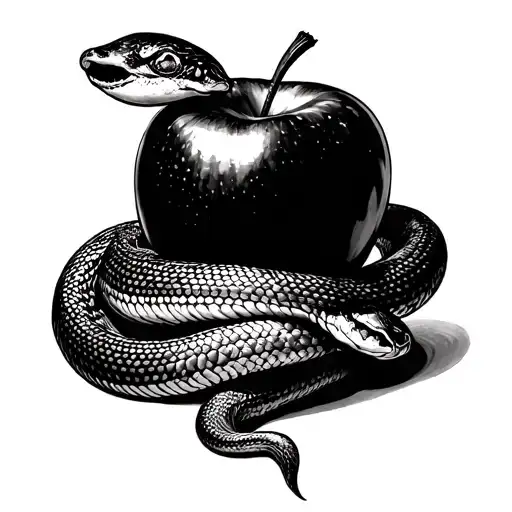  Eve eating apple with snake intertwined tattoo design idea