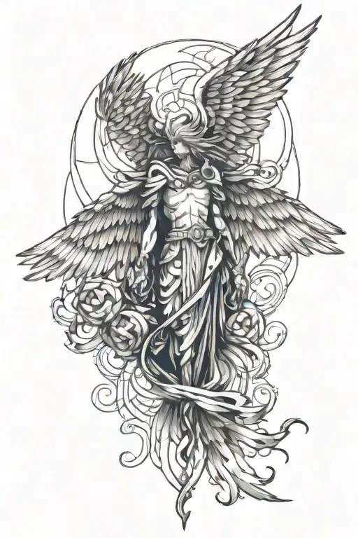 I want a tattoo on my forearm — a six-winged seraphim in the style of Boulevard Depo, made evenly and aesthetically tattoo design idea