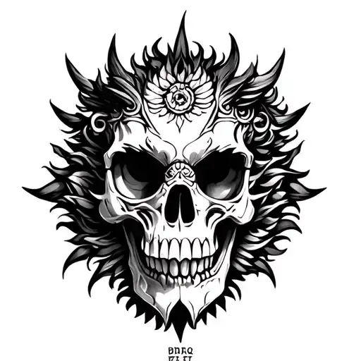 Mexican dragon skull tattoo design idea
