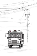 Retro school bus side view tattoo design idea