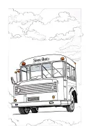 Retro school bus side view tattoo design idea
