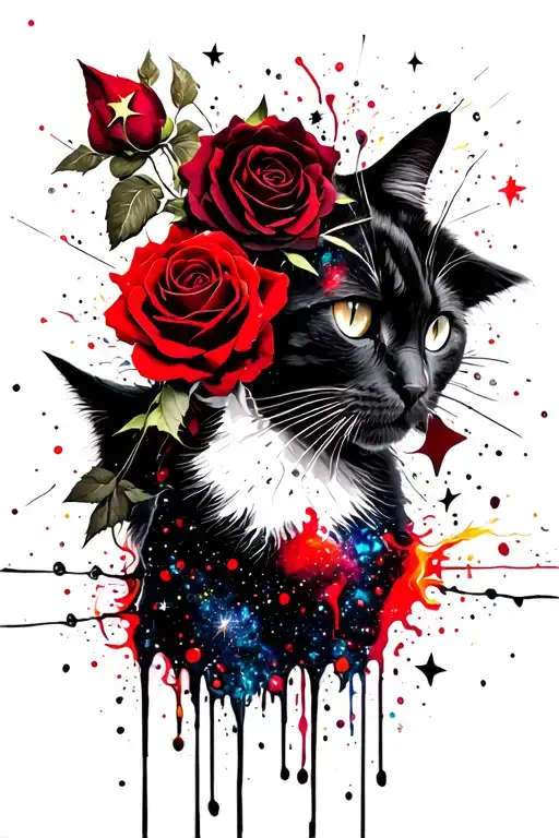 roses, rainbows, fire engines, cats, stars, galaxy tattoo design idea