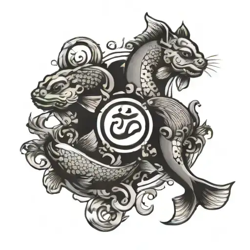 yogi and pisces sign tattoo design idea