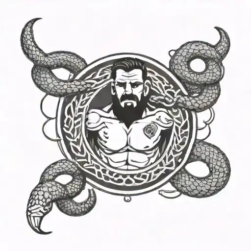 Yuri snake wrestler tattoo on the chest tattoo design idea