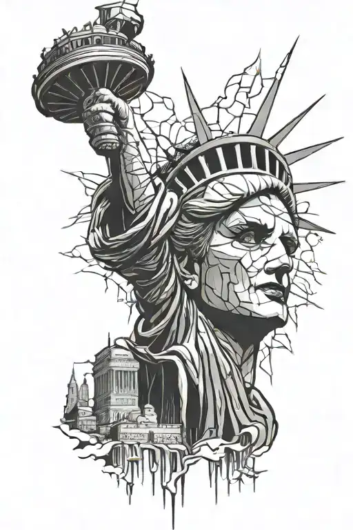 new york city statue of liberty and the joker tattoo design idea
