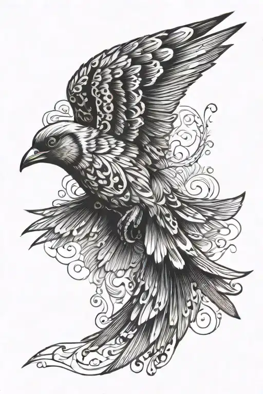 bird mid flight tattoo design idea