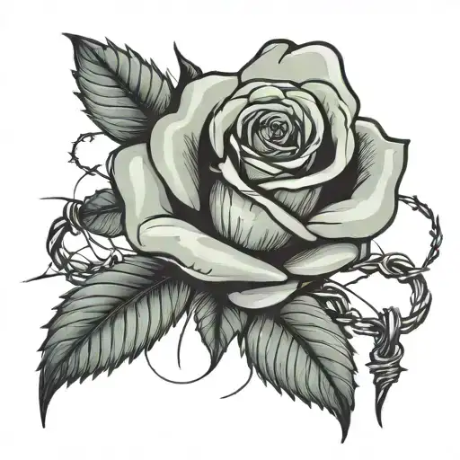 rose with barbed wire tattoo design idea